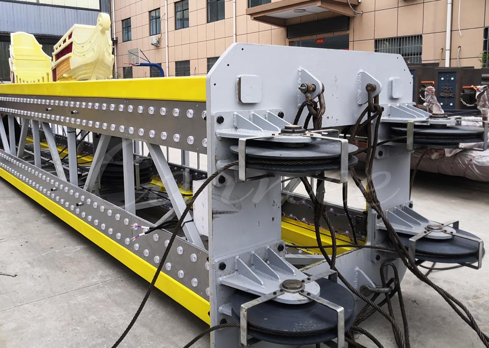 Base structure and pulley system of 30m rotating drop tower ride
