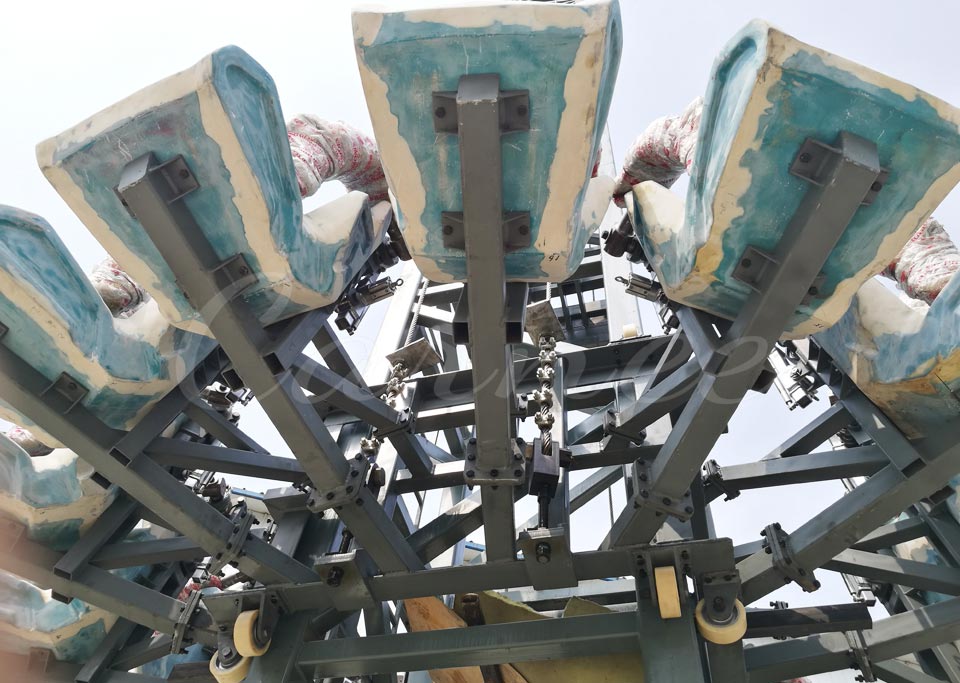 Bottom mechanical structure of passenger seats for 30m rotating drop tower ride