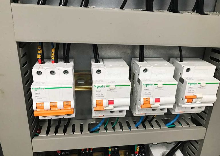 Electrical safety system with Schneider components for 40 seat pirate ship ride