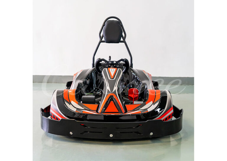 Front view of Anmi Kids Go-Kart in red and white, designed for young drivers with safety features