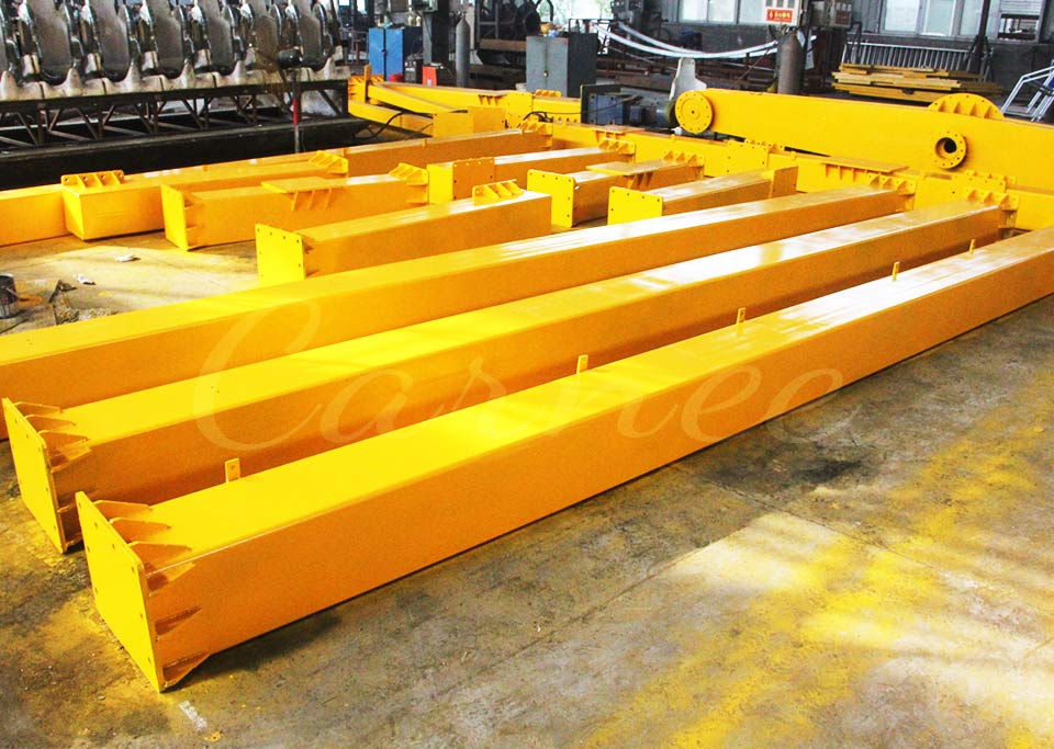 Top Spin ride heavy-duty steel support arms prepared in factory for assembly