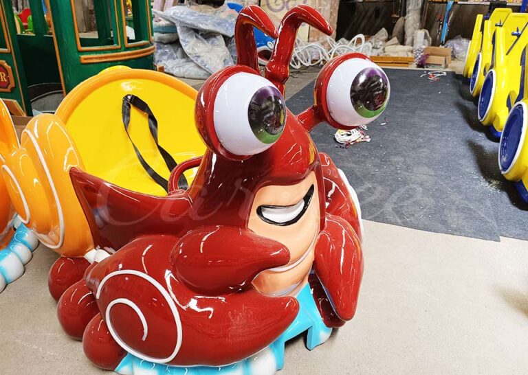 Unique crab-shaped roller coaster cabin for sale, part of the animal series mini roller coaster by Carnee Rides