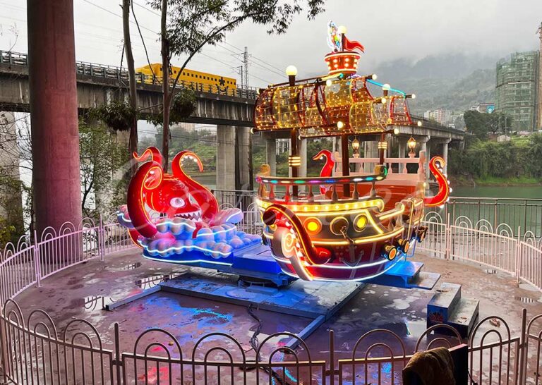 16 seats octopus pirate ship ride, suitable for kids and adults, custom color and lighting available.
