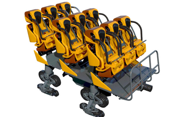 Advanced vertical drop roller coaster seat structure with secure restraints