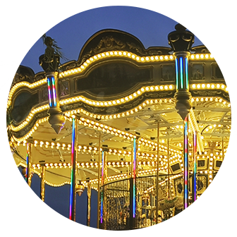 48 seats double deck carousel-overhanging eaves