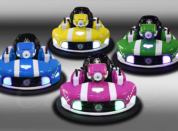 Colorful inflatable bumper cars for sale with LED lights, perfect for amusement parks and indoor arenas.