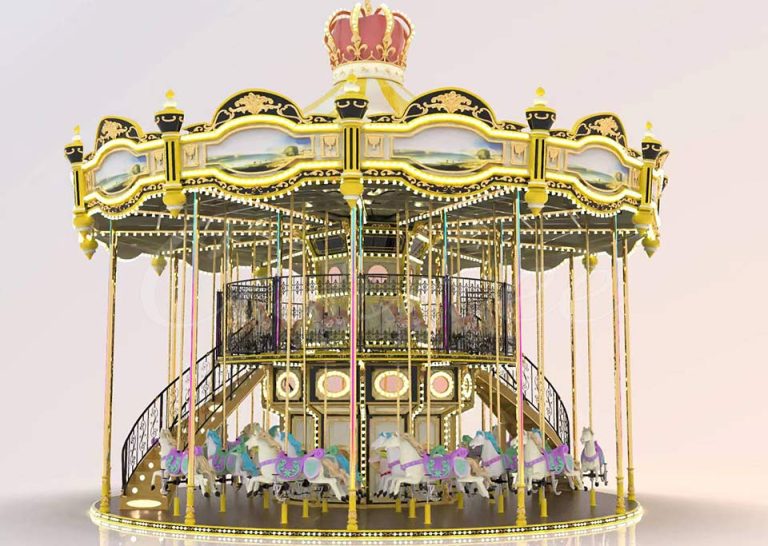 48 seat double decker carousel with crown design and elegant decoration