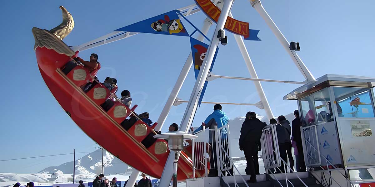 pirate ship amusement ride in theme park