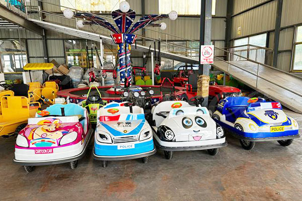 Fun and colorful bumper cars designed for children with playful themes in a safe environment.