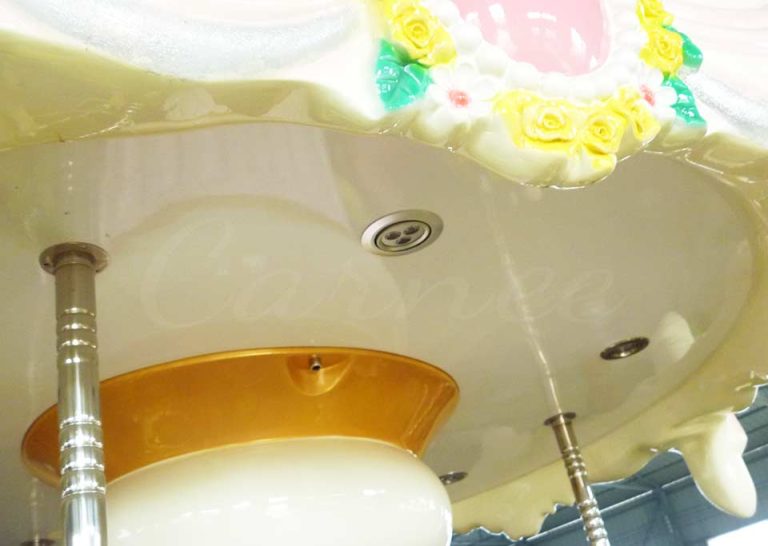 Luxury 6 seats mini carousel ceiling with LED lights and floral decoration
