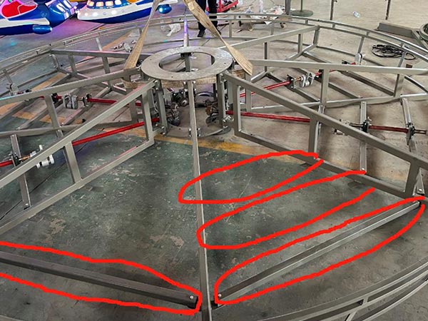 Connecting rods installation for 16 seats carousel – setting up three different rod lengths for secure structure support