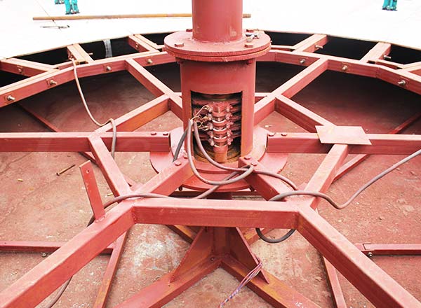 Close-up of the base structure of a amusement double deck carousel, featuring a sturdy, well-designed foundation for installation