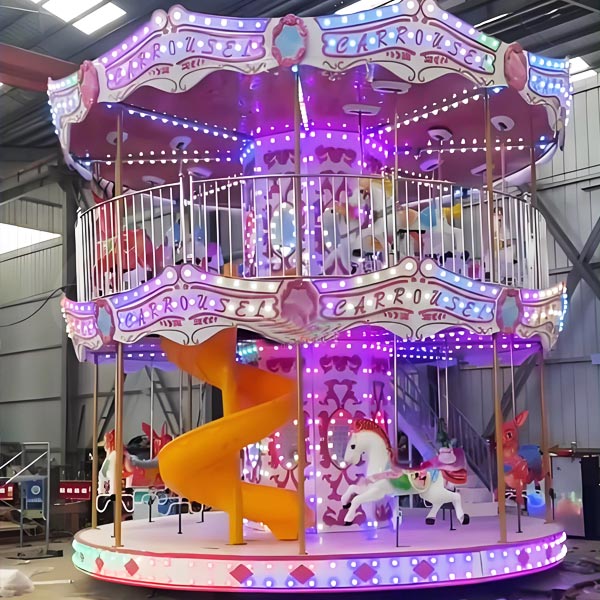 reliable double decker merry go round horse manufacturer carnee rides
