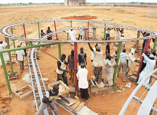 Installation site of dragon roller coaster amusement park ride in Nigeria
