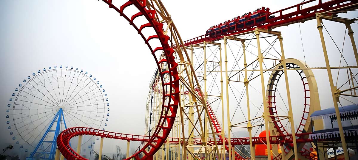 ferris wheel & roller coaster large amusement ride