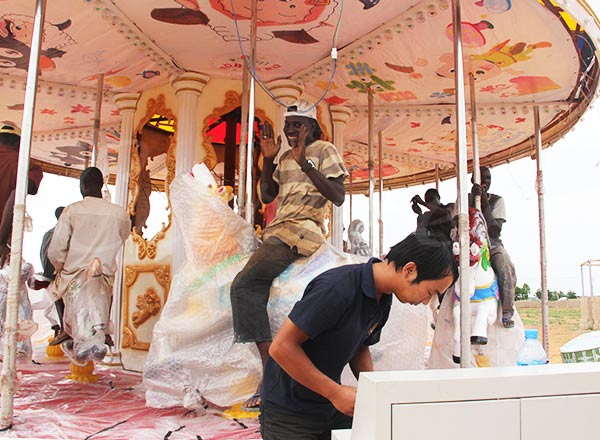 Electrical control system testing during carousel ride installation