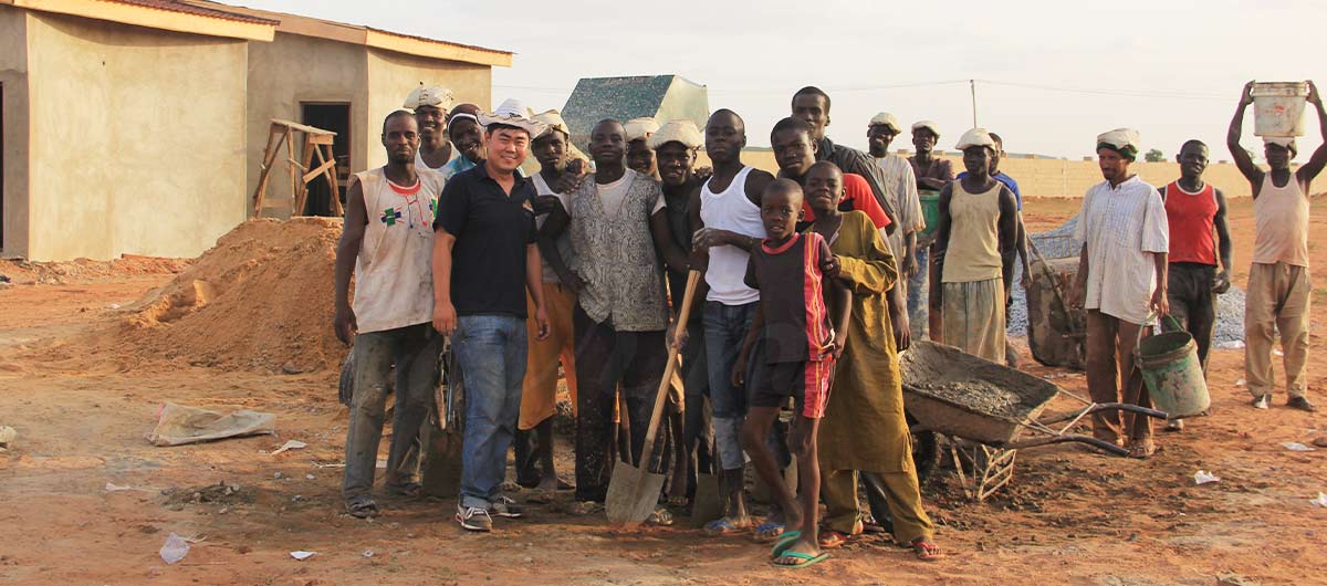 Installation team after completing a carousel ride project in Tanzania
