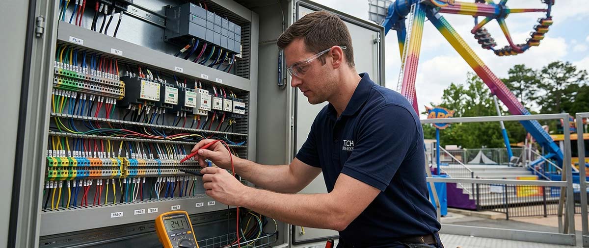 Pengujian sistem kelistrikan di dalam kabinet kontrol pengendali pendulum menggunakan multimeter