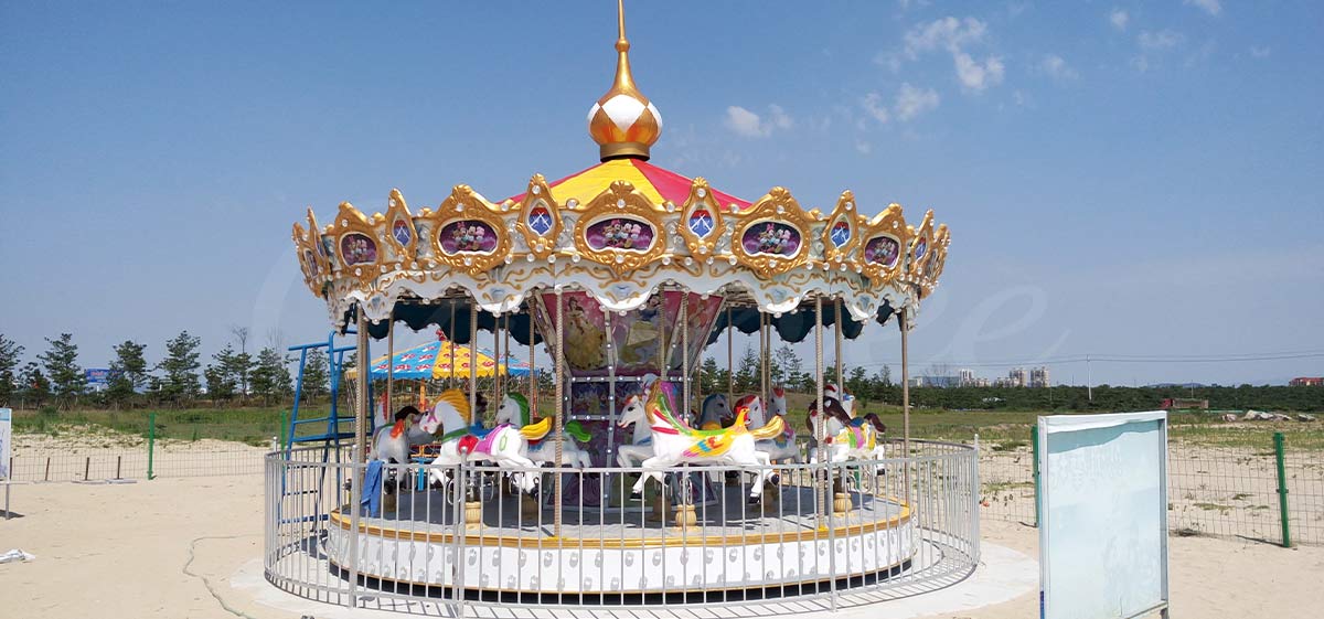 Atracción de carrusel al aire libre para un proyecto de atracciones en un balneario de Filipinas, diseñado para visitantes familiares, zonas de juegos infantiles y atracciones turísticas costeras.